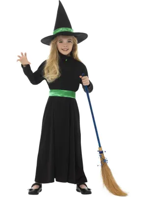 Wicked Witch Costume, Black with Dress, Belt &amp; Hat -Green