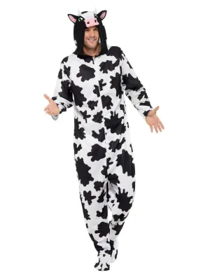 Cow Costume, Black &amp; White, with Hooded All in One - (Medium )