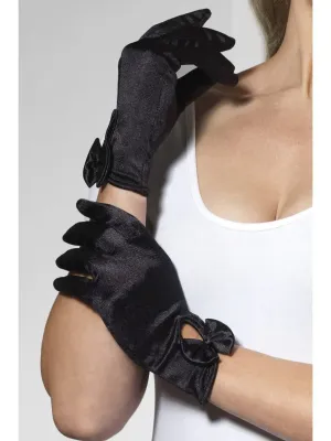 Gloves, Short, Black, with Bow Gloves, Short, Black, with Bow