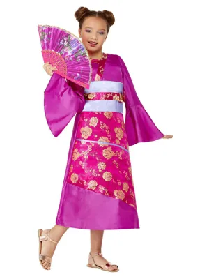 Geisha Costume, Purple, Dress & Fan - ( Large ) Geisha Costume, Purple, Dress & Fan - ( Large )