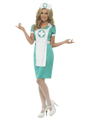 Scrub Nurse Costume, Green, with Dress, Mock Apron &amp; Headpiece