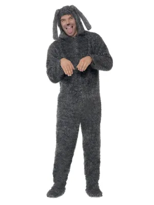 Fluffy Dog Costume, Grey, with Hooded All in One - Medium Fluffy Dog Costume, Grey, with Hooded All in One - Medium