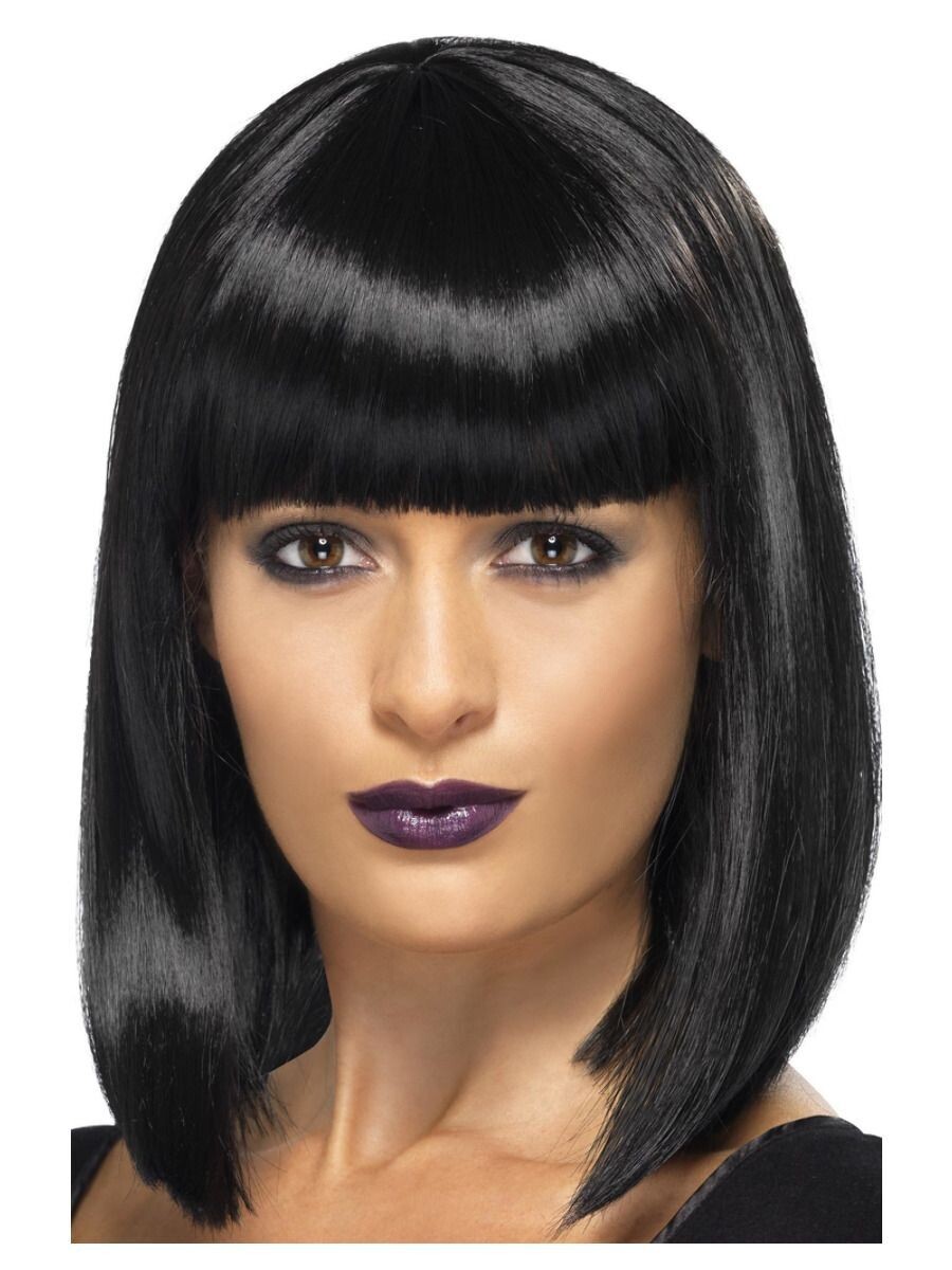 R'n'B Star Wig, Black, Short, Blunt Cut Bob with Fringe
