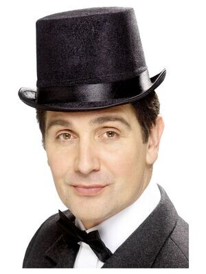 Topper Hat, Black, indestructible with Black Band - top hat