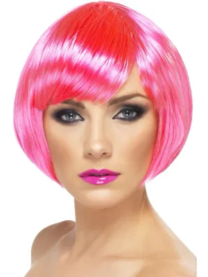Babe Wig, Pink, Short Bob with Fringe