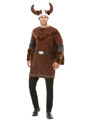 Deluxe Viking  / Barbarian Costume, Brown, with Tunic, Cape &amp; Helmet
