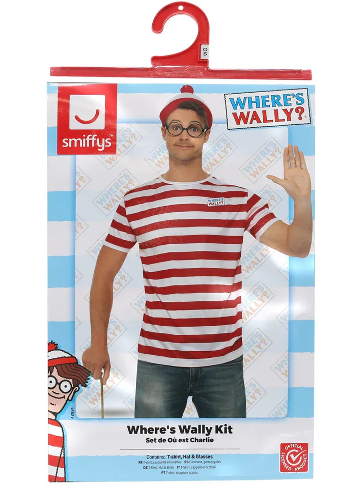 Where's Wally  Instant Kit, with Top, Hat &amp; Glasses - Medium Only