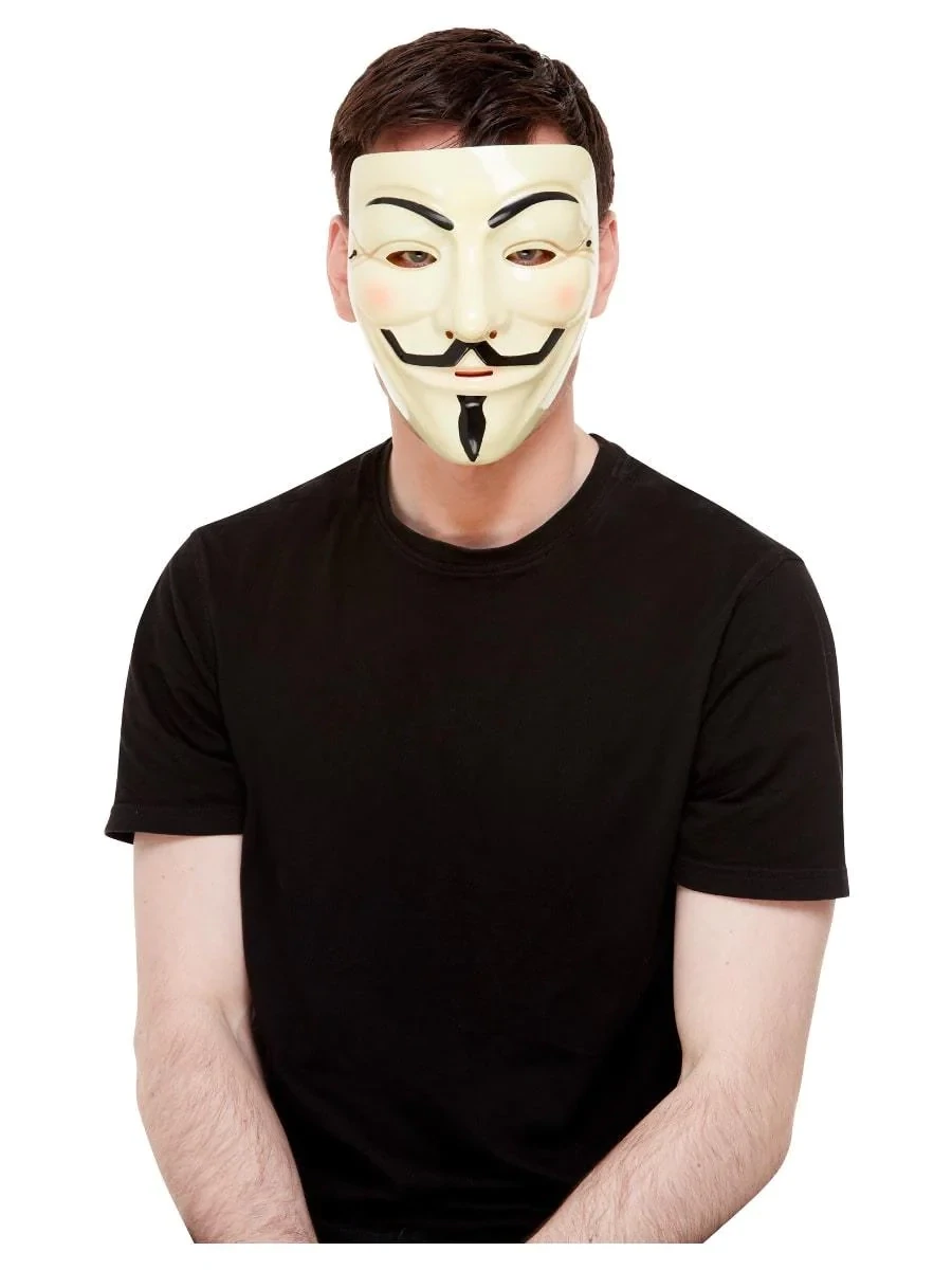 Vendetta - Guy Fawkes Mask, Cream, with Elastic Strap - bank robber