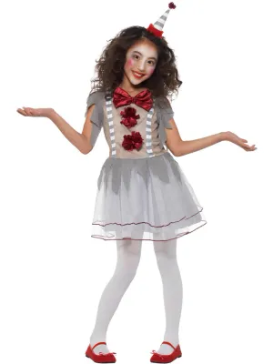 Vintage Clown Girl Costume, Grey & Red with Dress & Headband - Large -age 10 to 12 years Vintage Clown Girl Costume, Grey & Red with Dress & Headband - Large -age 10 to 12 years