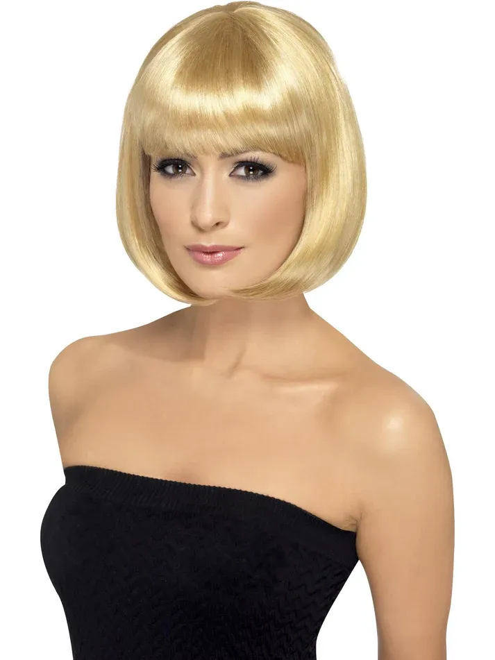 Partyrama Wig, 12 inch, Short Bob with Fringe - Blonde