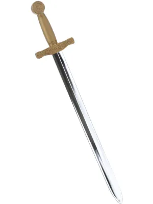 Knights Sword, Silver Straight Hilt, 62cm - 24in Knights Sword, Silver Straight Hilt, 62cm - 24in