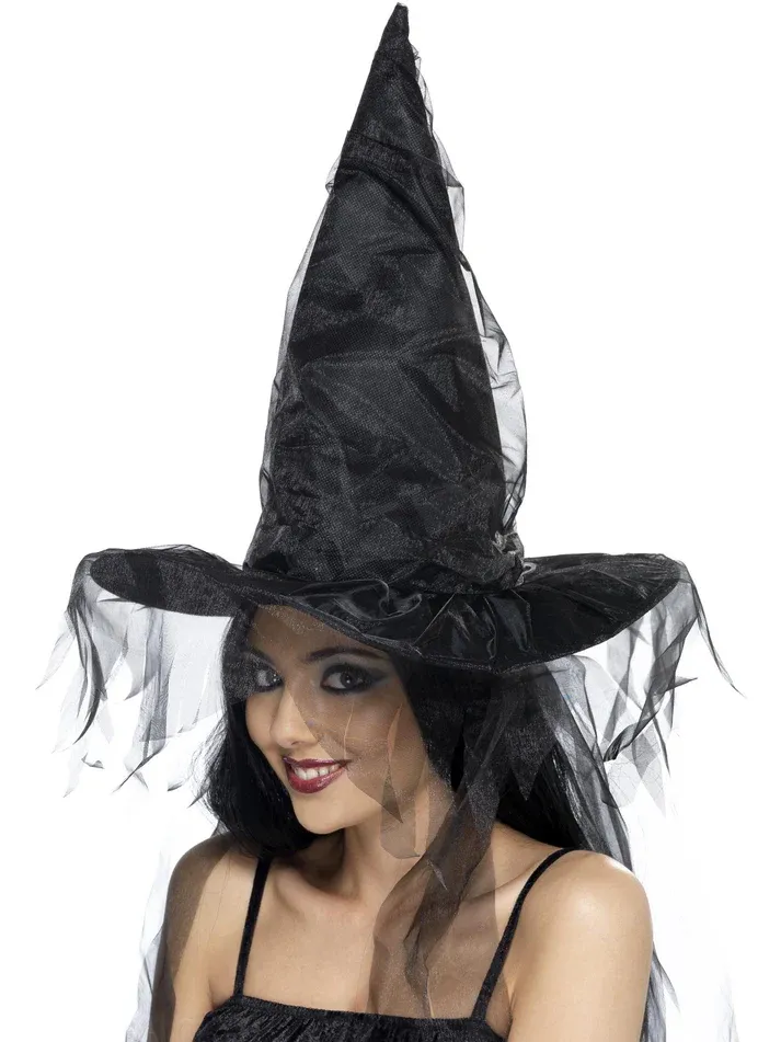 Witch's Hat, Black with Netting