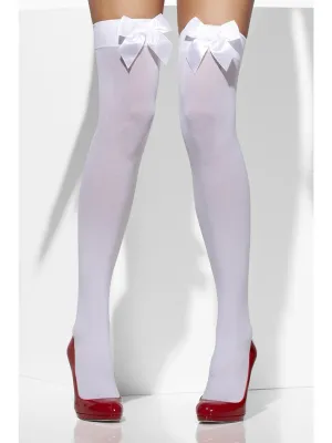 Opaque Hold-Ups, White with White Bows
