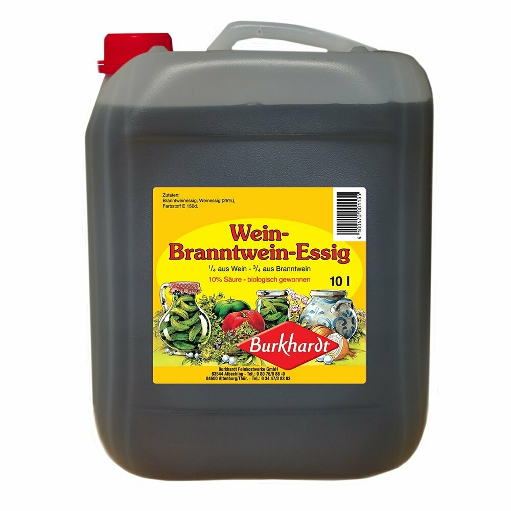 10 Ltr. Burkhardt Wein-Branntweinessig 10% Säure 10 Ltr. Burkhardt Wein-Branntweinessig 10% Säure