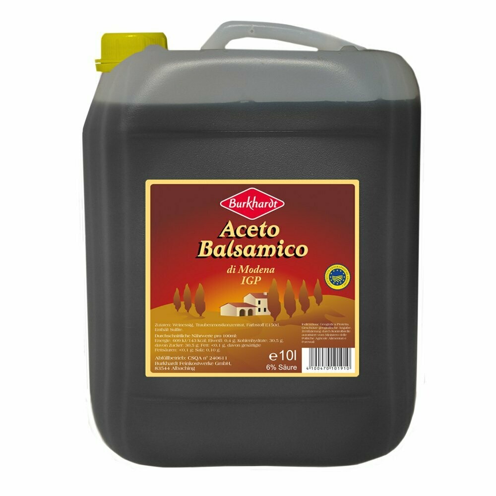 10 Ltr. Burkhardt Aceto Balsamico die Modena IGP 6% Säure 10 Ltr. Burkhardt Aceto Balsamico die Modena IGP 6% Säure