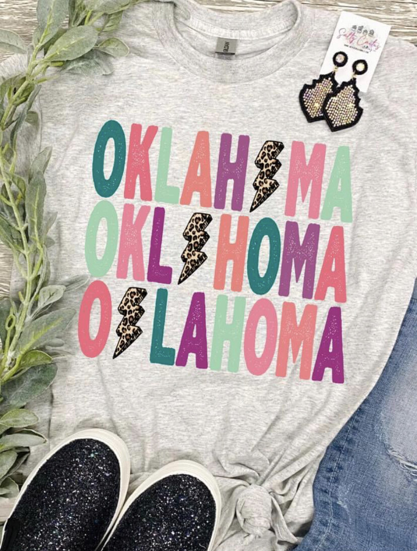 State Colorful Lightning Bolt Grey Tee