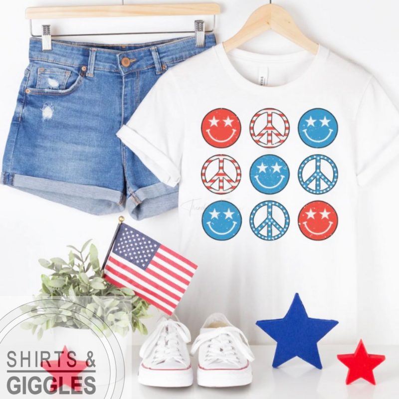 Retro Patriotic Smiley Peace (adult)