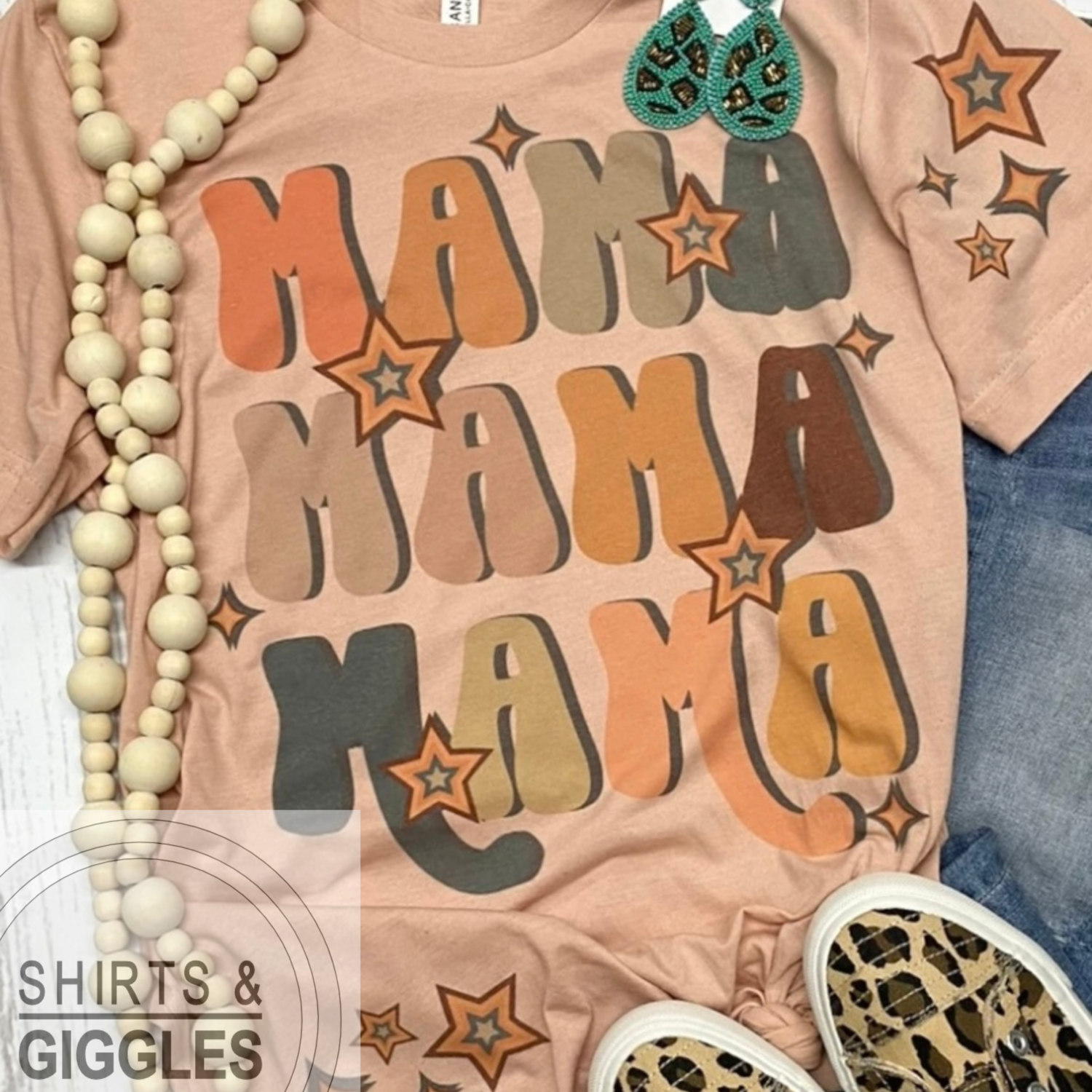 Mama Mama Mama Retro Stars Peach