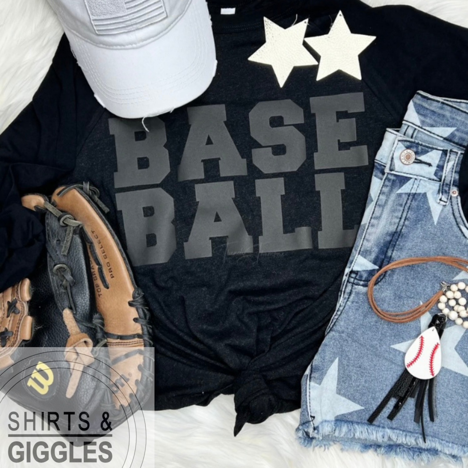 Baseball (black) PUFF (Raised Design)