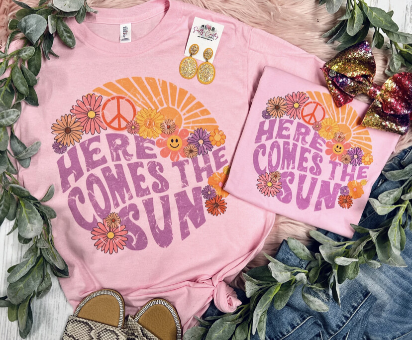 Here Comes The Sun Pink Tee (Adult &amp; Youth)