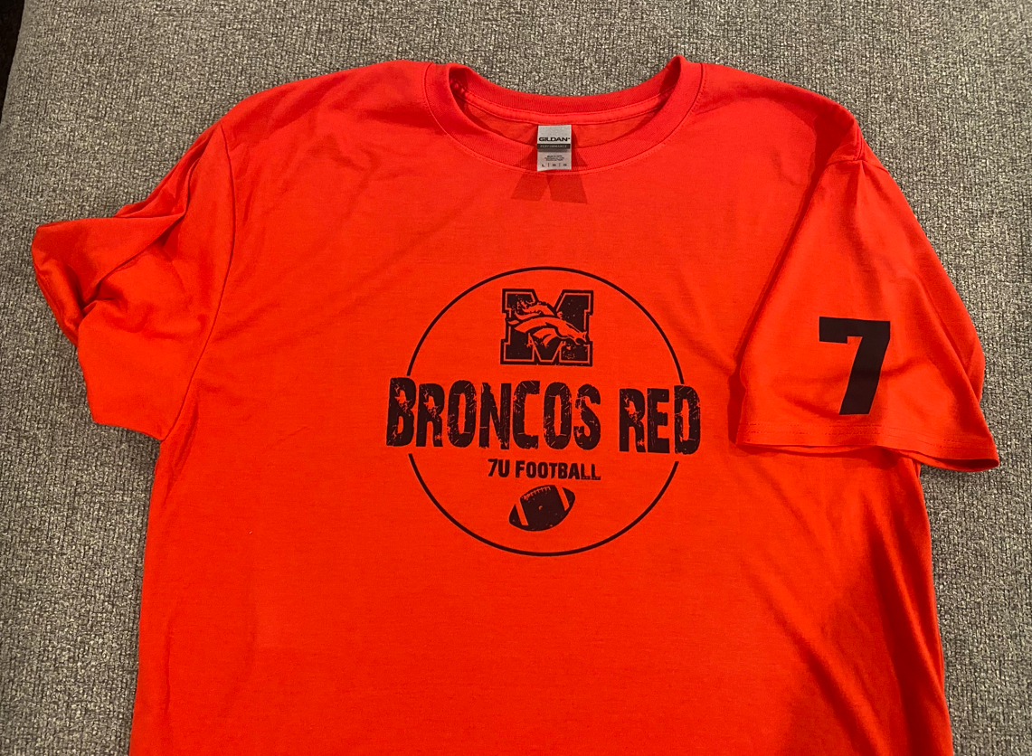 Broncos Red 7U Sponsor Shirt (RED)