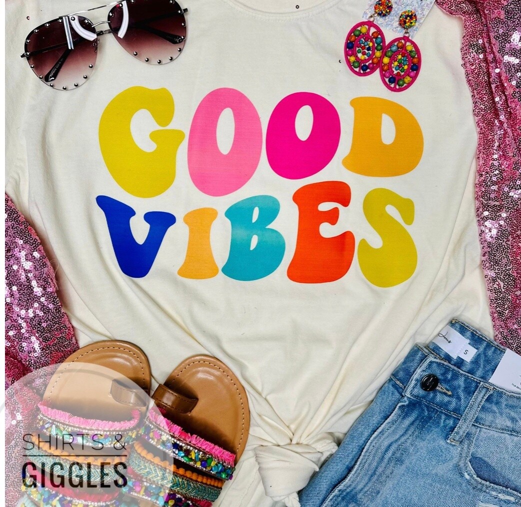 Good Vibes Colorful - Ivory Tee
