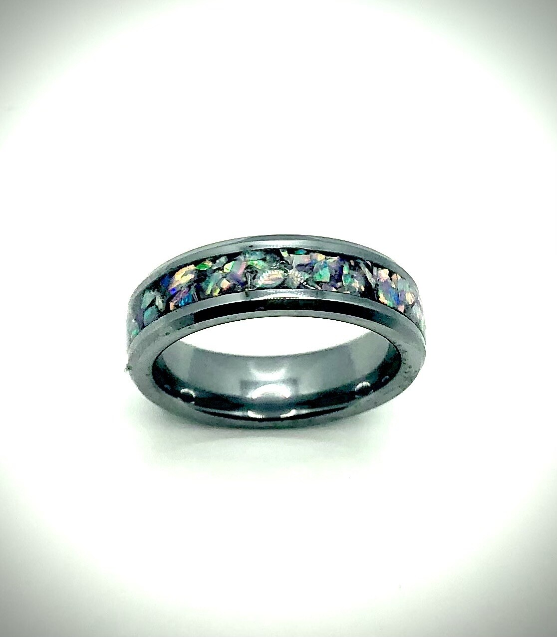 The Night's Sky | Tungsten Ring with Opal Inlay