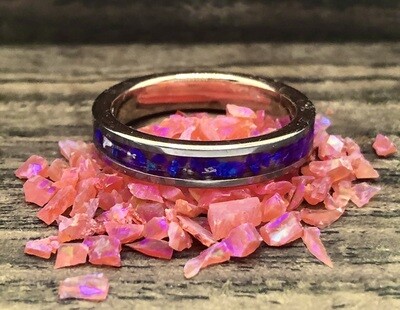 The Purple Tulip | Tungsten Ring Plated with Rose Gold and Inlaid with Purple Opal