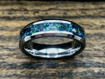 The Dark Forest | Tungsten Ring with Opal Inlay
