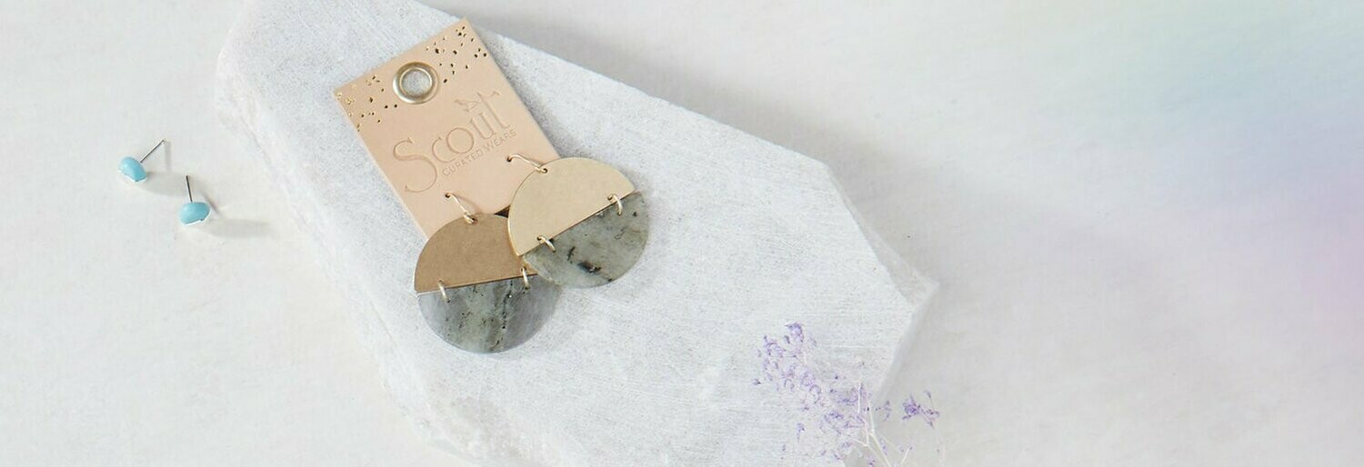 Stone Full Moon Earring