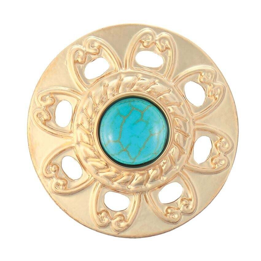 Ginger Snap Gold Turquoise Flower Cutout