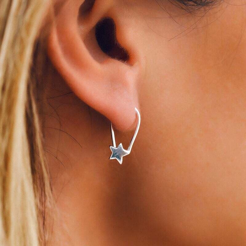 Safety Pin Star Earrings