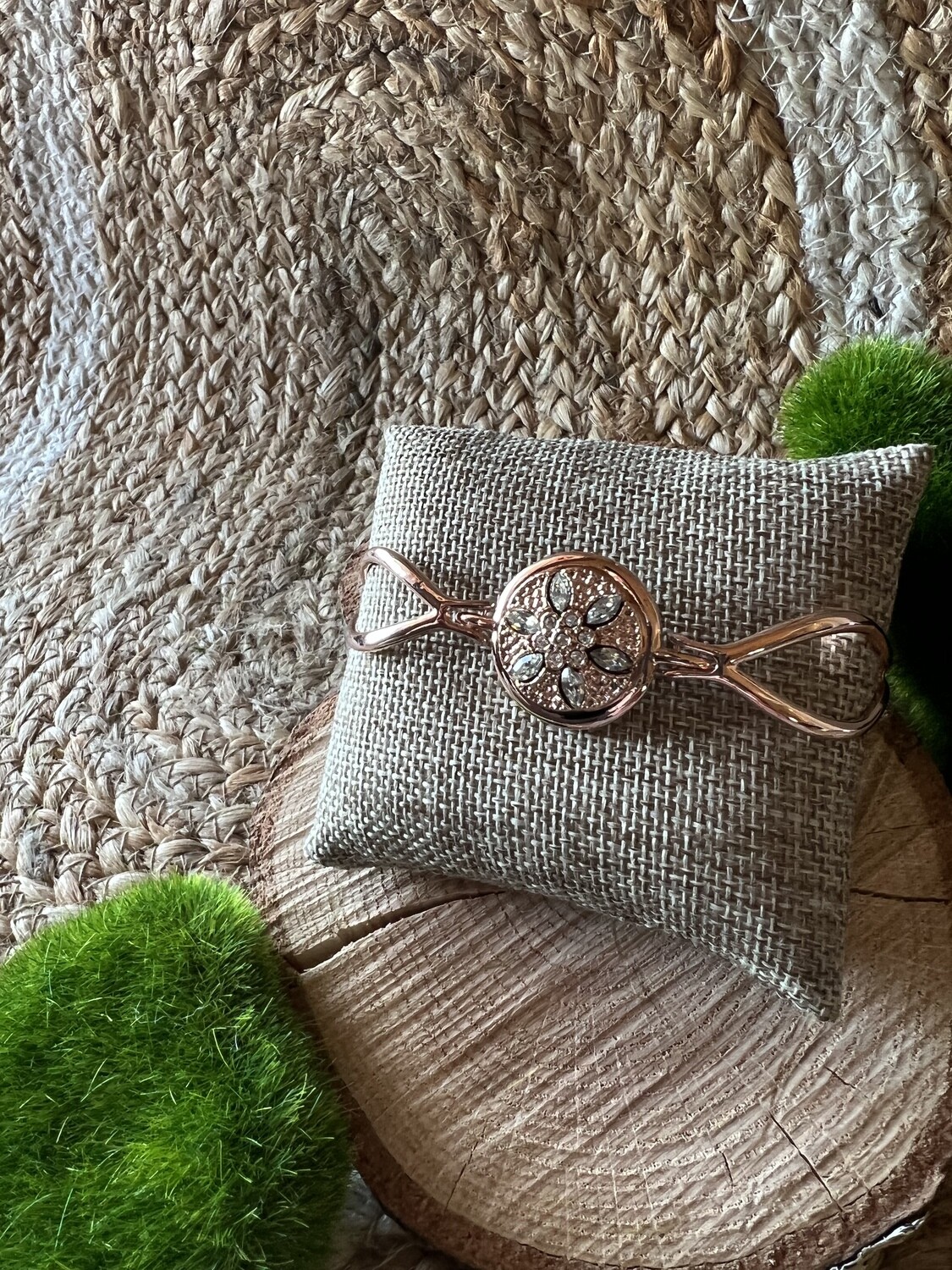 Moonlit Rose Gold Bracelet w/ Floral Snap