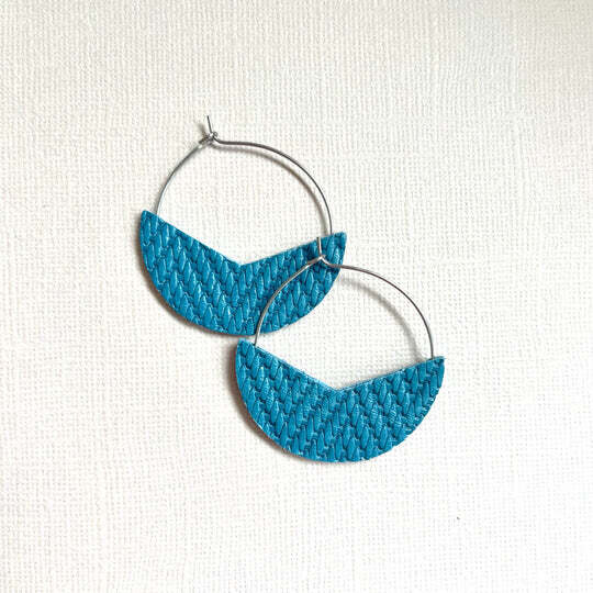 Blue Basketweave Double-Sided Hoop