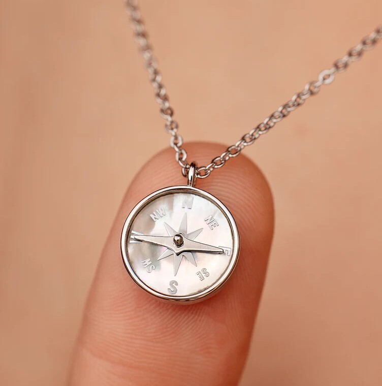 MOP Crystal Compass Necklace