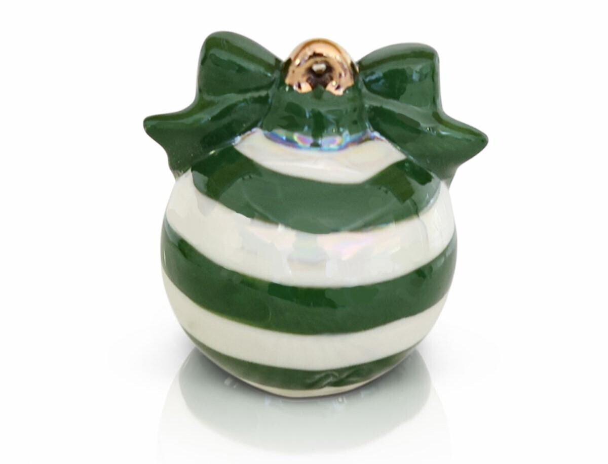Mini's - Green and white striped ornament