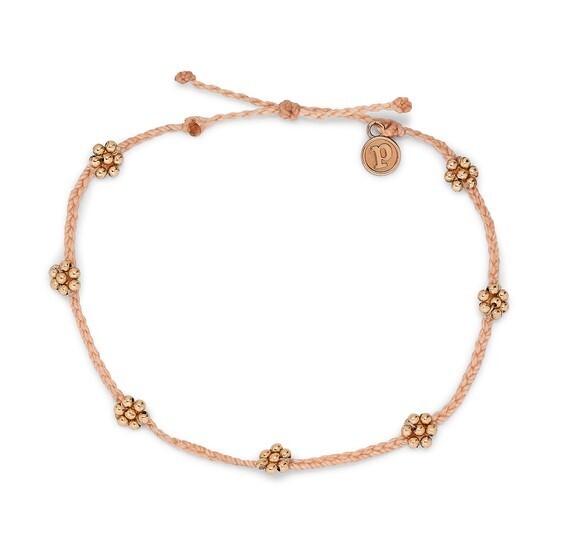 PV RG Floral Metallic Anklet- Blush
