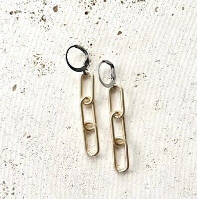 Matte Gold Paperclip Earrings