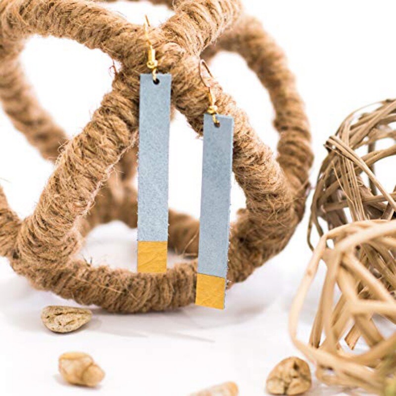 Bar Earrings. Sky/Gold