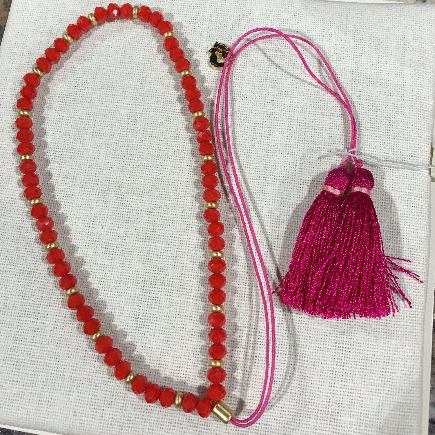 Beaded 30" Coral/magenta