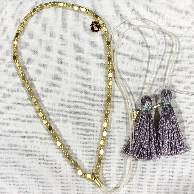 Beaded 30" Gold/plum Grey
