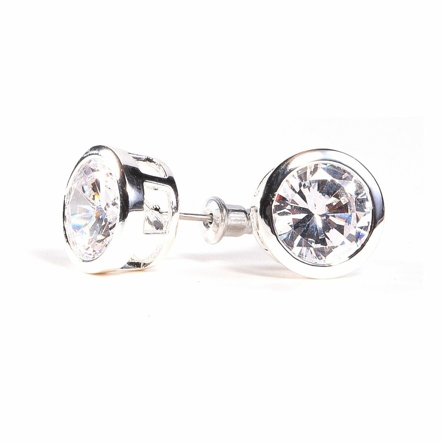 Bezel Stud Earrings. Silver