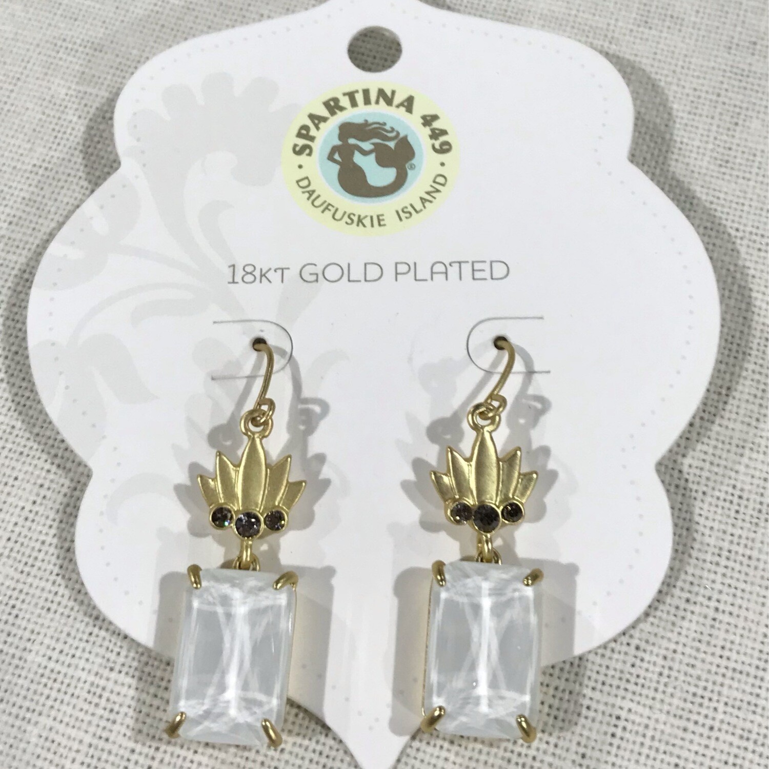 Pineapple White Earrings