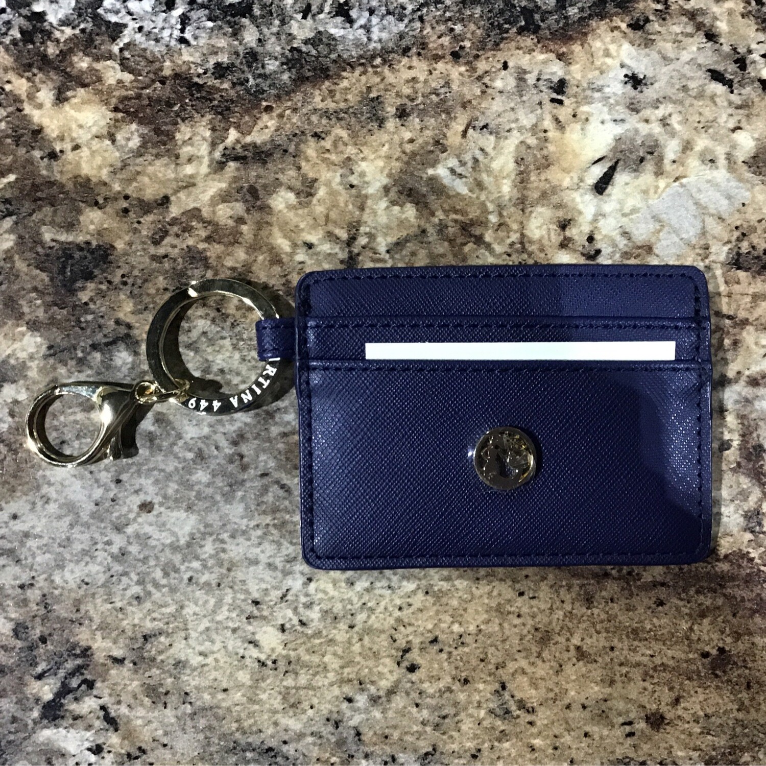 Navy Key Chain Card Holder