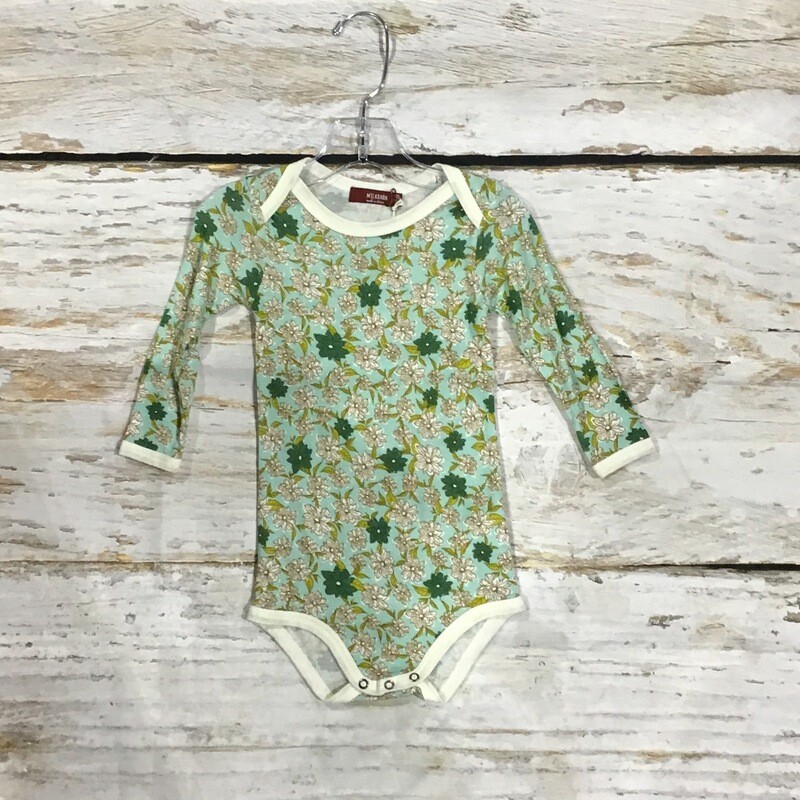 LONG SLEEVE BLUE FLORAL ONESIE 12-18 months
