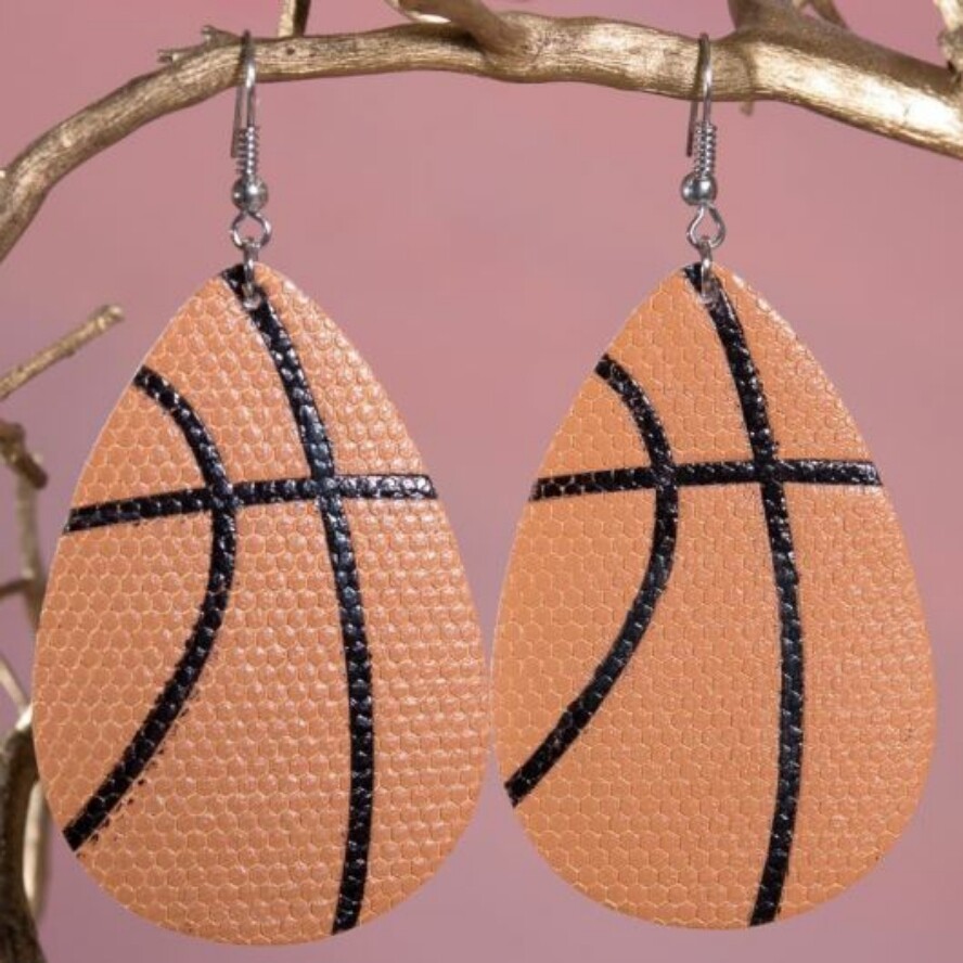 Leather Basketball Earrings