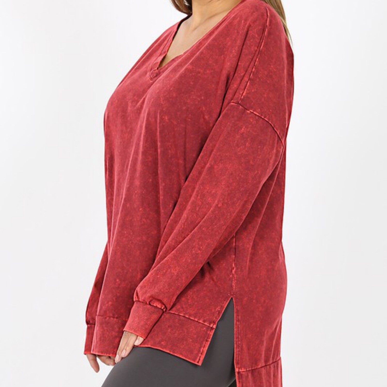 BURNT ORANGE MINERAL WASH LS TOP