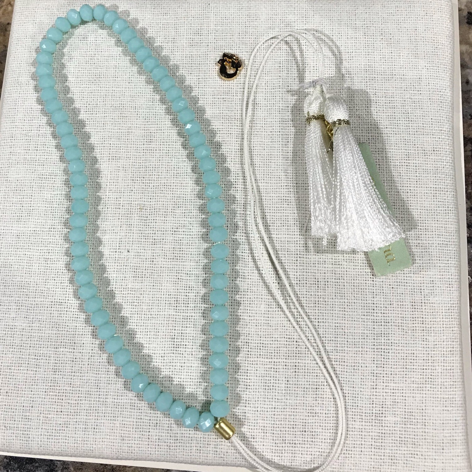 Beaded 30" Sky Blue/white