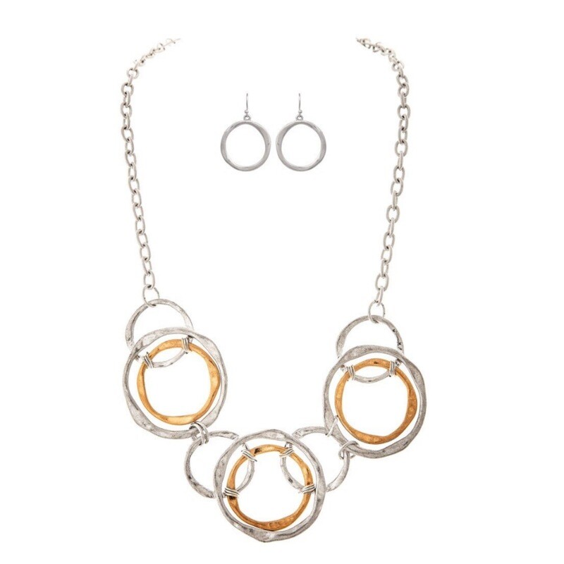 Concentric Rings Necklace and Earring Set