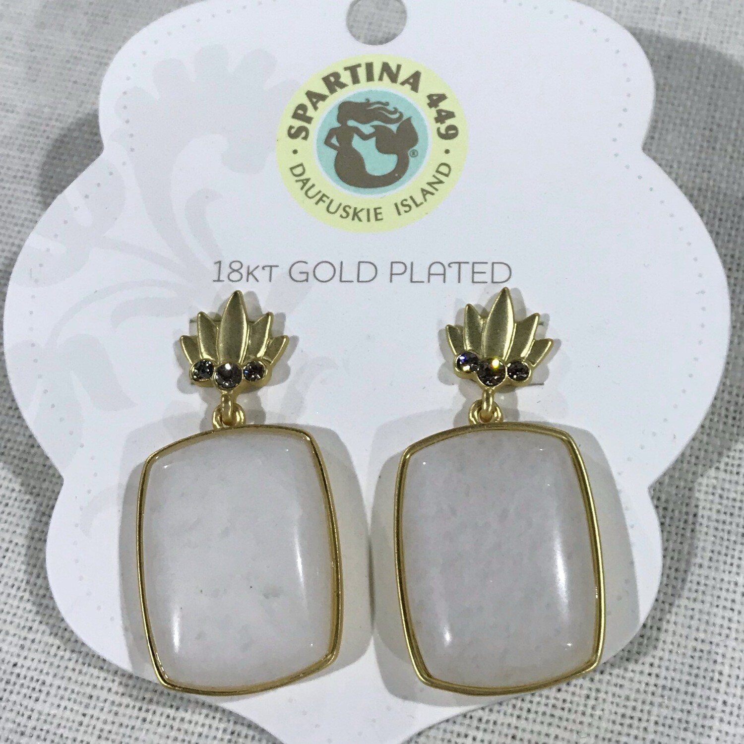 Pineapple Topped Earrings White